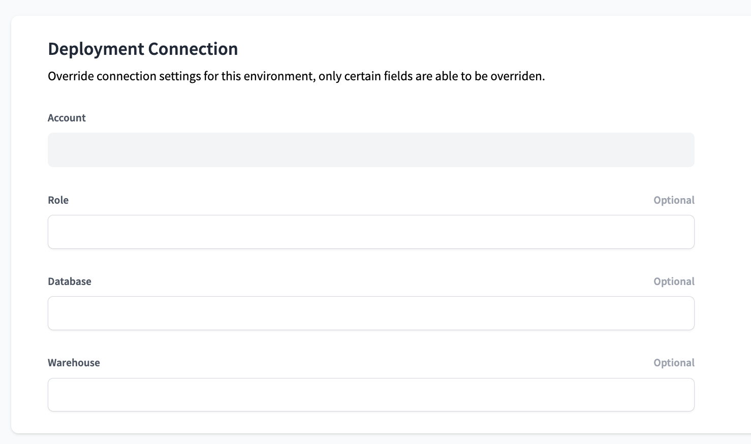Snowflake Deployment Connection Settings Snowflake Deployment Connection Settings